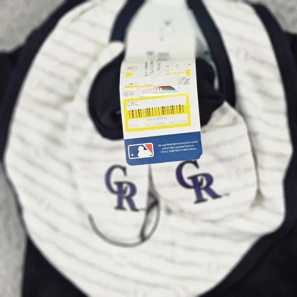 Colorado Rockies Shirt Bodysuit Boys 0-3 Months Black MLB Baseball Bib Booties - Picture 2 of 6